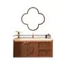Set de mueble de baño estético estilo canción, madera maciza y lavabo integrado de cerámica, tocador de nogal, lavabo para lavarse las manos y la cara