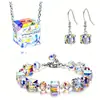 Wish Explosions Pulseira Europeia e Americana Pulseira de Cristal Quadrada Anel Luxo Requintado Cross-border Novo Colar de Cristal Colorido