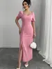 Amazon Cross-border Wildberries Comércio Exterior Vestido Elegante 2026 Verão Europeu e Americano Slim Manga Curta Longo