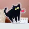 Clip de Plástico Acrílico para Gato Negro Pequeño de Ojos Grandes de Anime PP Carpeta Multifuncional de Dibujos Animados Linda Clip para Libros de Estudiante Venta al por Mayor