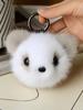 Lindo llavero colgante de cabeza de panda pequeño de imitación de visón para coche, colgante para bolso de felpa, fabricantes mayoristas