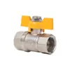 Válvula de Bola de Cobre Sólido con Roscas Internas y Externas, Válvula de Gas con Manija de Mariposa de 1/2 Pulgada para Gas Natural, Interruptor de Calentador de Agua a Gas, Gas Licuado