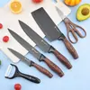 Conjunto de Facas de Cozinha Yangjiang com Revestimento Antiaderente, Facas de Cozinha Afiadas, Conjunto de Seis Peças para Presente, Embalado em Caixa para Uso Doméstico com Protetores de Lâmina