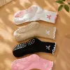 Calcetines de Yoga Transfronterizos para Mujer, Calcetines Deportivos Antideslizantes para Pilates, Fitness y Suelo, de Media Pantorrilla, con Lazo, Calcetines para Mujer de Zhuji Hosiery
