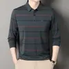 Nueva camiseta polo de hombre para otoño e invierno, ropa de hombre con cuello camisero, camiseta de rayas casual de negocios de manga larga, disponible para venta al por mayor