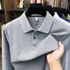 Camisa POLO masculina de alta qualidade 100% algodão, comércio exterior transfronteiriço, manga longa, gola de lapela, camiseta casual de negócios masculina para primavera e outono