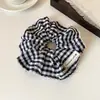 Goma para el pelo de cuadros estilo francés coreano para mujer, mano de obra pesada, encaje exquisito, coleta alta simple, accesorios para el pelo