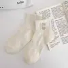 Calcetines para Mujer de Color Sólido de Longitud Media Verano Finos Absorbentes del Sudor Transpirables Calcetines Deportivos Letra C Primavera y Otoño Calcetines de Longitud Media sin Costuras