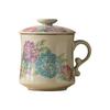 Taza de Cerámica Ru Kiln con Tapa, Taza de Té Personal Integrada con Separación de Té y Agua en Forma de Media Luna