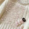 Adesivos de Unha Mini Laço Rosa Fofo Botão Ins DIY Capa de Celular Diário Traseira Adesivo Decoração à Prova d'Água