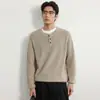 Ropa para Hombre OT Seda de Morera Lana Estilo Americano Cuello Henley Suéter de Manga Larga Estilo Perezoso Casual Nuevo Estilo Otoño para Hombre Tejidos