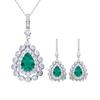 Aretes de Plata Esterlina S925 Chapados en Oro Blanco de 18K Forma de Pera Esmeralda Cultivada 7.5CT Joyería para Mujer Collar Viento Clásico