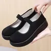 Cómodos para estar de pie mucho tiempo, zapatos de trabajo negros de suela gruesa, zapatos de tela del viejo Pekín, nuevo modelo para mujer, genuinos, antideslizantes, de suela blanda, zapatos de trabajo para hotel