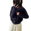 Cárdigan de punto minimalista retro estilo coreano con cuello redondo para Otoño/Invierno 2026, suéter corto versátil de corte holgado para mujer