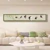Pintura Decorativa para Sala de Estar Estilo Crema Francesa Ligera Flor y Pájaro Verde Banderín Estrecho Largo Colgante de Pared Mural de Alto Nivel