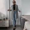 2021 Otoño e Invierno Europeo y Americano Nuevo ebay Amazon moda estampado de pata de gallo solapa manga larga abrigo largo de lana