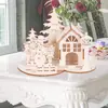 Suprimentos para Decoração de Natal Adereços Quebra-Cabeça Tridimensional de Madeira Enfeites de Mesa de Natal Enfeites de Quebra-Cabeça de Casa de Boneco de Neve de Natal