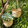 Cesta tejida de bambú, cesta para arreglos florales, cesta para almacenar frutas, cesta colgante estilo pastoral para el hogar, caja de regalo tejida de ratán, regalo de boda
