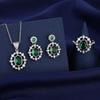 Juego de Tres Piezas de Tesoro Caliente Europeo y Americano Colorido Joyería Artificial Joyería de Alta Gama Collar Verde Anillo Aretes para Mujer Venta al por Mayor