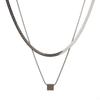 Collar de cadena de suéter de acero de titanio con apilado de azúcar cuadrado para mujer, diseño de nicho de estilo frío simple, accesorios de cadena de clavícula de hip hop