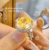Anillo de Corte Nido de Pájaro de Alta Gama con Diamantes de Alto Carbono, Diamantes Amarillos de Ganso, Diamantes Amarillos Corte Estrella Caibao para Mujer