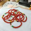 Pulsera de los Cinco Dioses de la Riqueza Ágata Roja Natural Calcedonia Pulsera de Cuentas de Transferencia del Año de Nacimiento de los Cinco Dioses de la Riqueza Pulsera de Cuentas