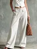Calça de Veludo Cotelê Wide Leg Vintage Outono/Inverno 2026 para Mulheres, Calça Reta de Cintura Alta com Bolsos Duplos, Calça Casual Transfronteiriça Europeia e Americana