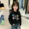 Camiseta de algodón puro de manga larga para niñas, nuevo estilo 2026, top súper lindo para niñas y niños pequeños, elegante atuendo de otoño para niños
