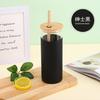 Criativo Novo Vidro de Silicone Simples Cor Pura com Tampa de Silicone Proteção de Isolamento Térmico Tampa de Bambu Ventosa