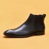 [vip para] Botas Chelsea de Invierno con Forro Polar para Hombre de Cuero Genuino Estilo Inglaterra Punta Afilada Vestir de Negocios Zapatos de Cuero de Caña Alta