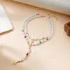 Joia Transfronteiriça Europeia e Americana Conjunto de 2 Peças de Conjunto de Colar com Pérolas Imitação em Formato de Cruz, Colar Personalizado Simples Feito à Mão com Contas para Mulheres