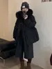 Chaqueta de plumas para mujer con cuello grande de piel de mapache, estilos largo y corto, nuevo modelo de invierno 2026, abrigo de trabajo con cierre de tres botones y ajuste a la cintura, relleno de plumas de pato blanco