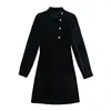 AliExpress transfronterizo 2024 vestido mini de terciopelo negro de alta gama, nuevo, para mujer, otoño e invierno, europeo y americano