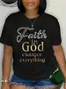 Camiseta Feminina Estampada de Verão Simples Casual Solta Top