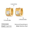 Brincos Argola Mini Minimalistas de Zircônia Branca, Aço Inoxidável com Revestimento a Vácuo de Ouro 18K, Brincos de Alta Qualidade que Preservam a Cor