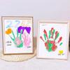 Porta-retrato de madeira com impressão de mão DIY para casal 10 polegadas porta-retrato infantil mesa retangular moldura vazia feito à mão com papelão