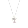Nuevos Días de Perlas de la Emperatriz Viuda Plata Rosa Circonita Esfera Moño Planeta Tridimensional Aretes Collar