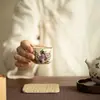 Taza de Maestro y Taza de Invitado Imitación de Cerámica Ru de la Dinastía Song, Juego de Té Kung Fu Retro para Uso Doméstico, Taza de Té Personal, Taza Pequeña de Cerámica para Degustación