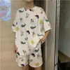 Pijama para Mujer Verano 2026 Estilo Nuevo Delgado Dulce y Lindo Mangas Cortas Dibujos Animados Ropa de Casa Conjunto de Dos Piezas para Chicas Estudiantes