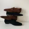 Mocasines de Ante de Oveja para Mujer Planos de Corte Medio Otoño Nuevo Cuero Genuino Retro Punta Cuadrada Color Sólido Zapatos Planos de Corte Bajo