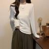 Otoño e Invierno Elegante Top Cálido Grueso con Forro Polar Camiseta Térmica de Doble Cara Europea para Mujer de Manga Larga