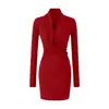Vestido de Manga Larga con Escote en V Retorcido, Puramente Sexy, para Mujer, Conjunto de Dos Piezas con Capas sin Tirantes, Estilo de Nicho, Ceñido a la Cintura, Falda Corta Bodycon