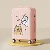 Maleta de niña de moda con portavasos, alto atractivo estético, color macarrón, ruedas universales silenciosas de 24 pulgadas, viaje ligero con cerradura de contraseña
