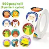 500 peças de adesivos redondos de incentivo com desenhos de animais mais vendidos no exterior, adesivos fofos com padrão de animal de recompensa para professores