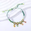 Pulsera Trenzada Multicolor Estilo Nacional con Colgante de Aleación Esmaltada, Ajustable, Accesorio de Mano Estilo Nacional de Paz y Buena Suerte