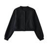 Casaco Curto de Lã Estilo Americano Feminino Outono Novo Cinza Design Casual Casaco Top Tipo Roupa de Beisebol de Alta Qualidade