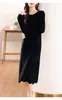 Vestido de punto de cachemira para mujer, elegante, de alta gama, con cuello Cheongsam, de longitud media, Otoño, Vestido pequeño Casual