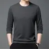 Nueva Sudadera Waffle de Cuello Redondo para Hombre, Estilo Delgado para Primavera y Otoño, Camiseta de Manga Larga, Top de Color Sólido, Ropa para Hombre