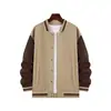 Ropa de hombre estilo béisbol, colección otoño/invierno, chaqueta deportiva y casual estilo americano de corte holgado con cuello alto, chaqueta bomber de color liso