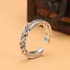 Anel de Casal S925 de Prata Tailandesa Vintage Personalidade de Prata Aberta Moda Smiley Face Graffiti Trendy Anel de Dedo Único
